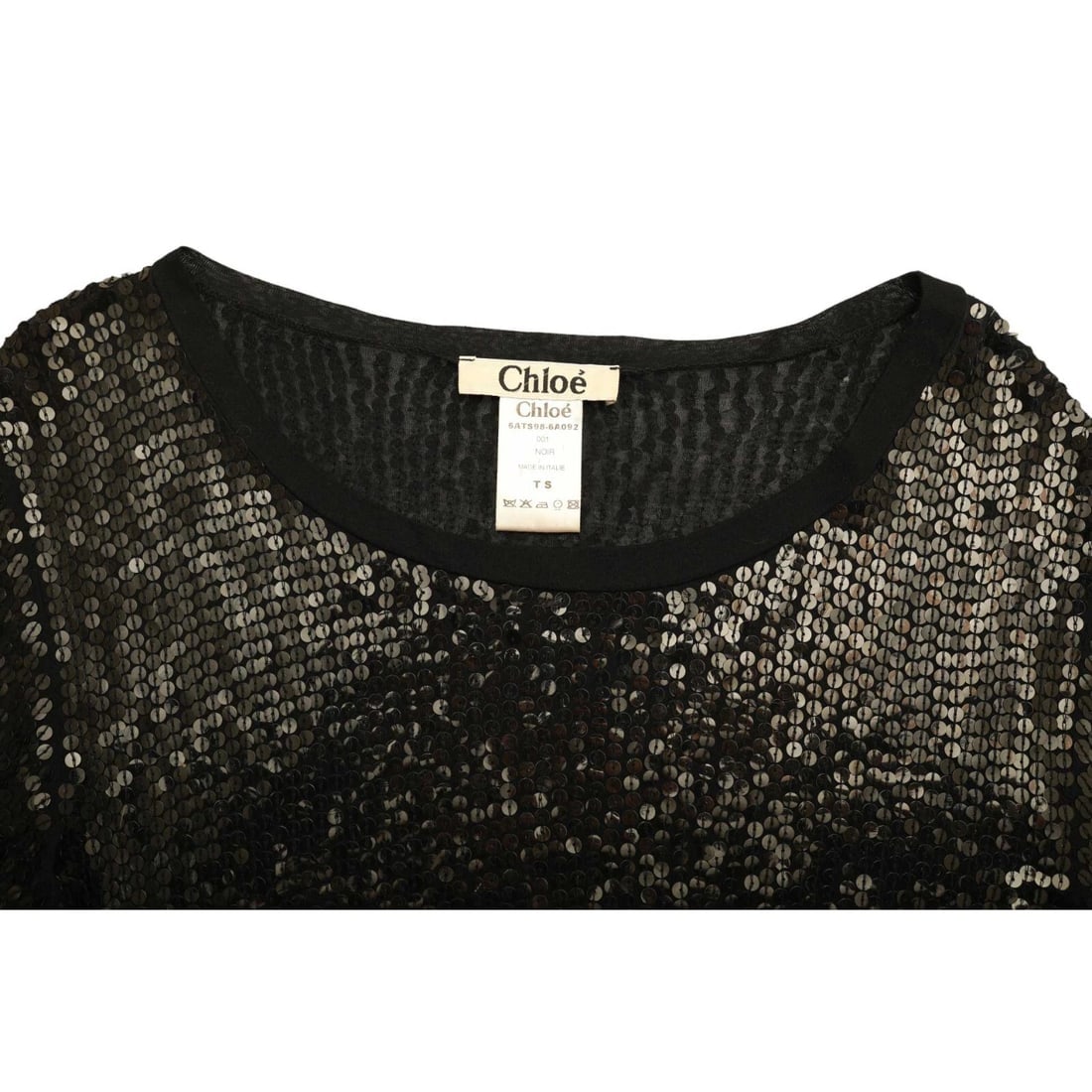 Chloe Black Fully Sequined Long Sleeves Short Mini Length Dress size S - 8