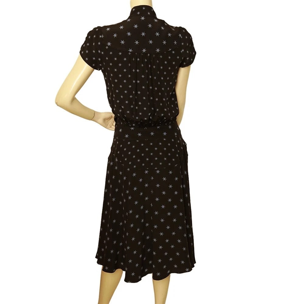 Pringle of Scotland Black & Blue Stars Short Sleeve Knee Dress size UK 10 - 2