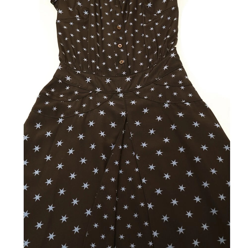 Pringle of Scotland Black & Blue Stars Short Sleeve Knee Dress size UK 10 - 5
