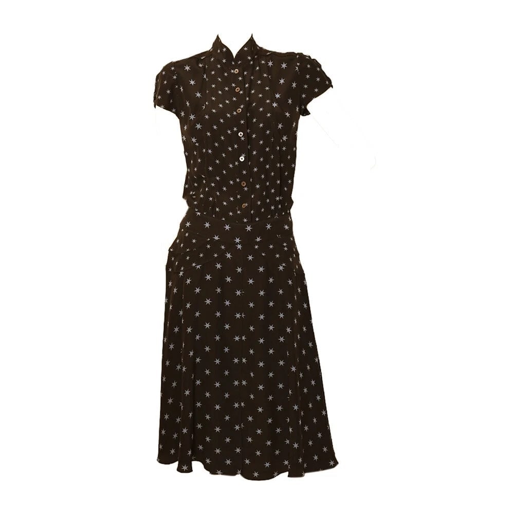 Pringle of Scotland Black & Blue Stars Short Sleeve Knee Dress size UK 10 - 7