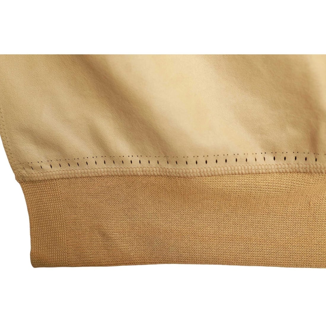 Armani Jeans Beige Leather & Cotton Knit Unlined Mini Skirt - 8