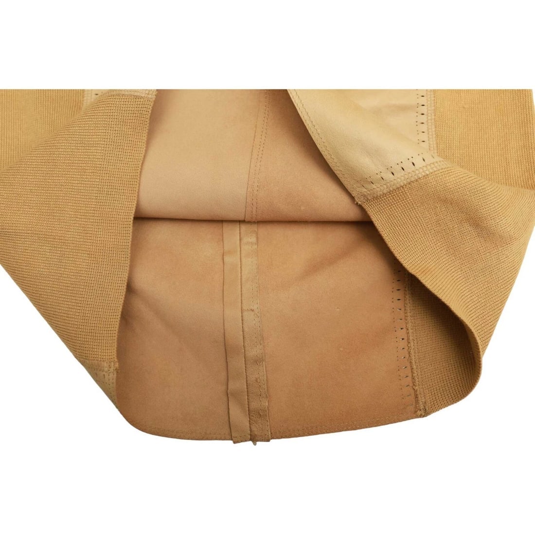 Armani Jeans Beige Leather & Cotton Knit Unlined Mini Skirt - 9
