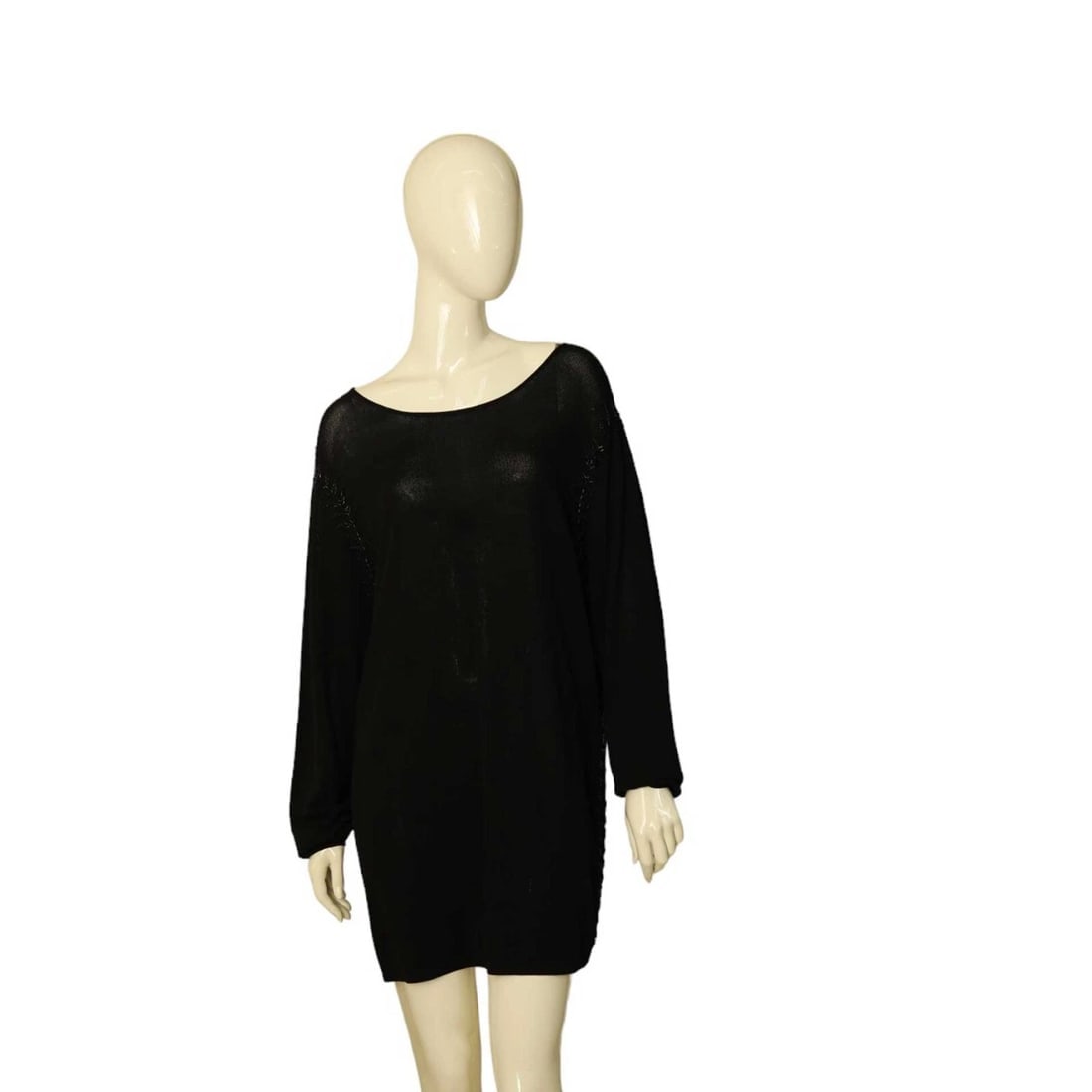 Black Knit with Black Beads at the Sides Mini Length Dress or Long Top size L (1 of 8)