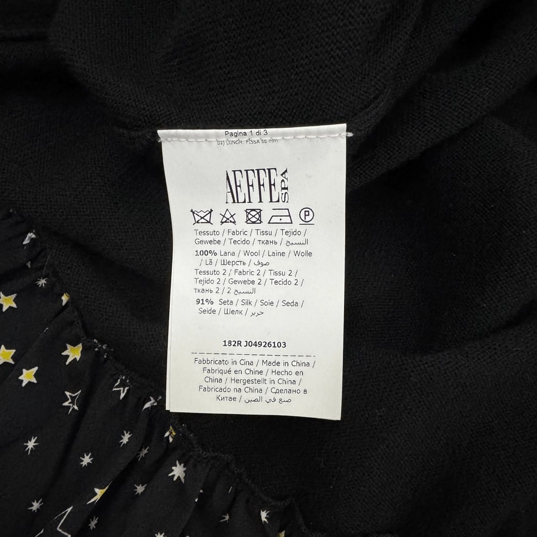 Moschino Boutique Black Wool Knit Silk Trim w. Stars Mini Length Dress Size 46 - 4