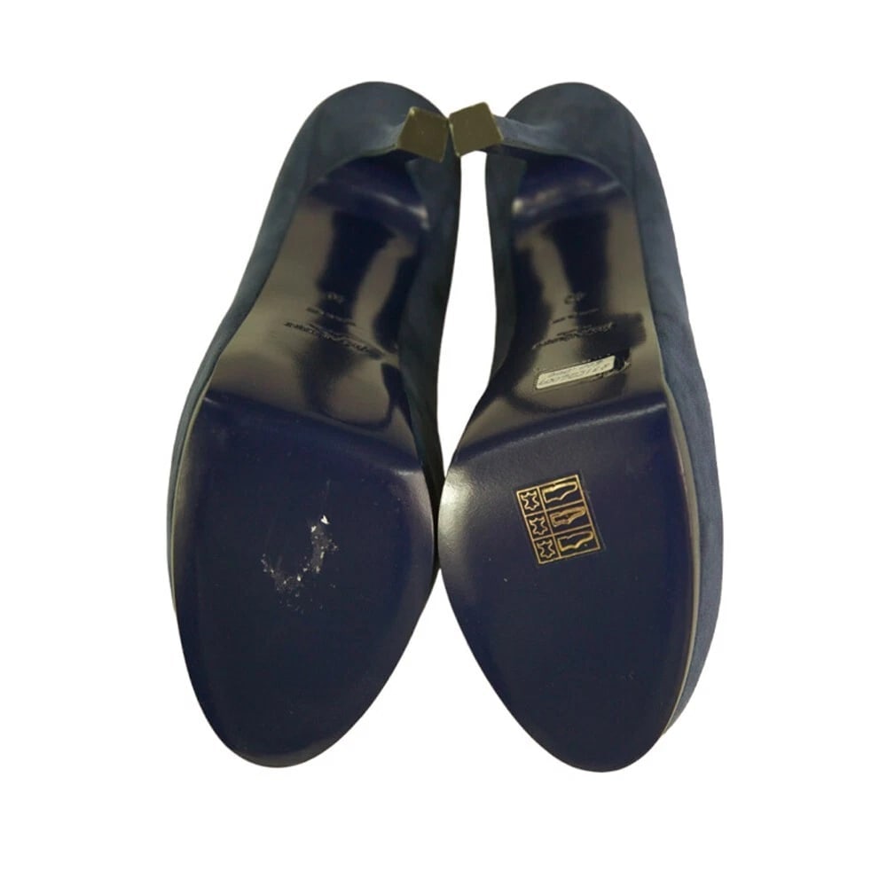 NWOB Yves Saint Laurent Blue Suede Tribute Tribtoo Heels Platform Pumps 40 Shoes - 3