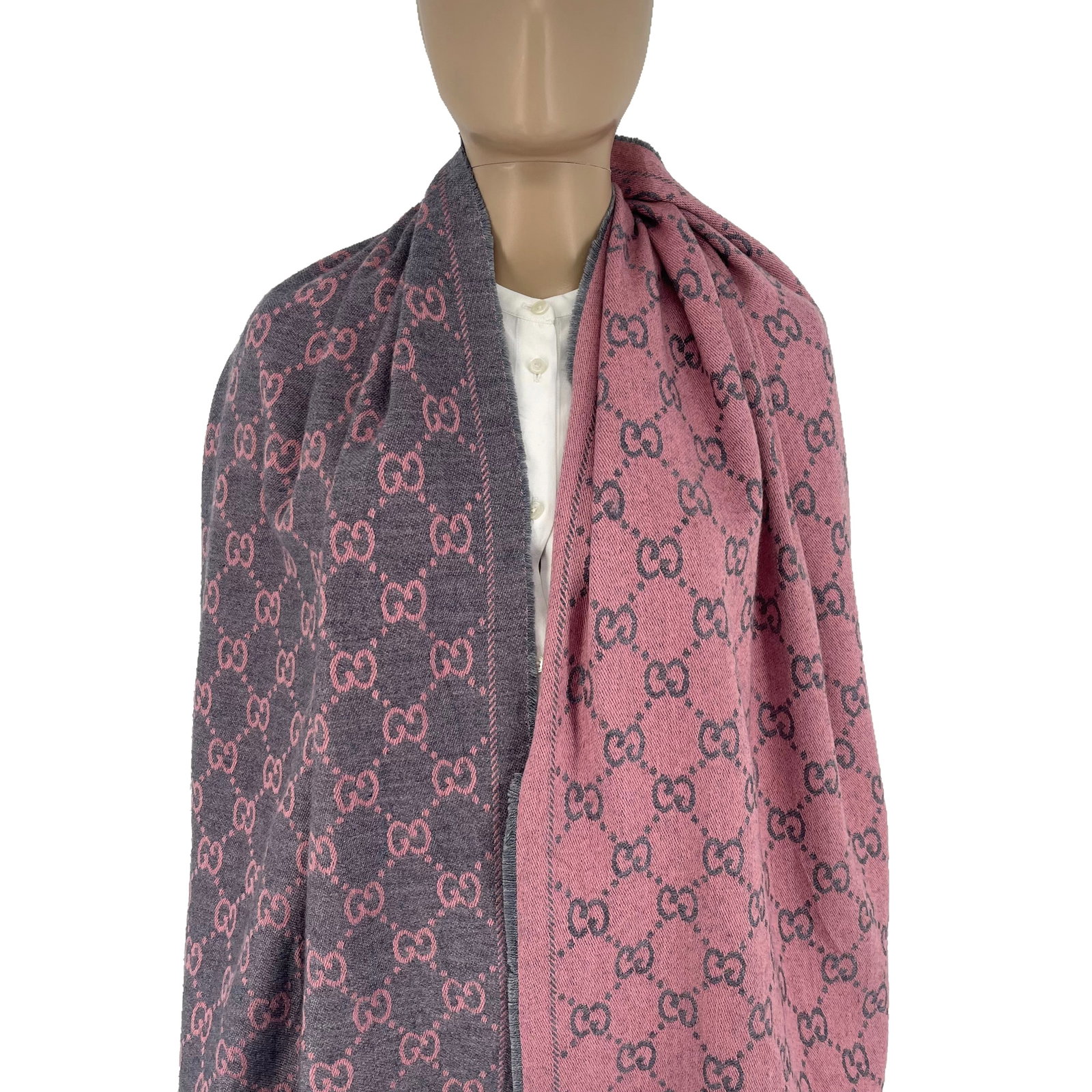 Gucci Pink & Silver Wool Scarf - 2