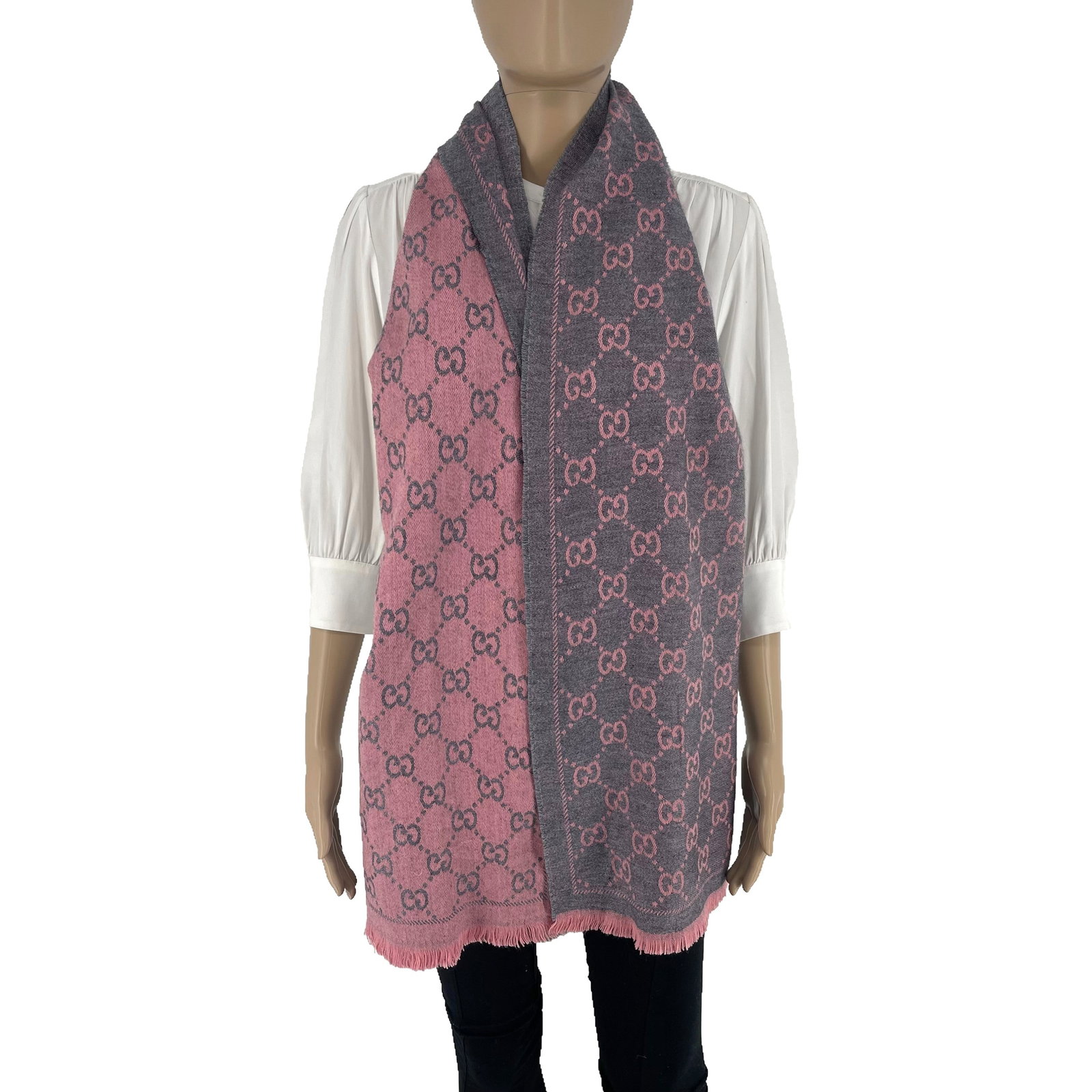 Gucci Pink & Silver Wool Scarf - 3