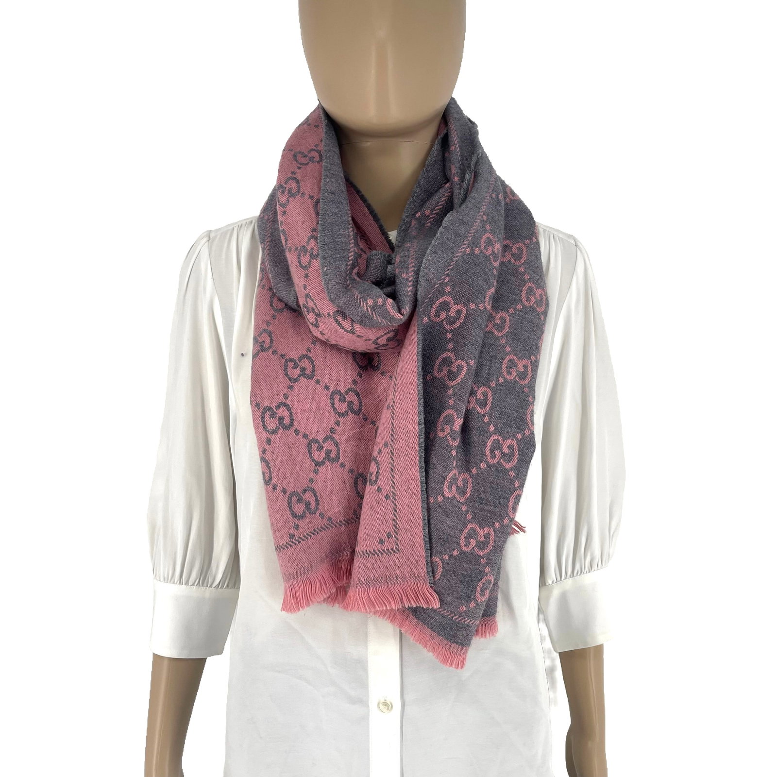 Gucci Pink & Silver Wool Scarf - 4