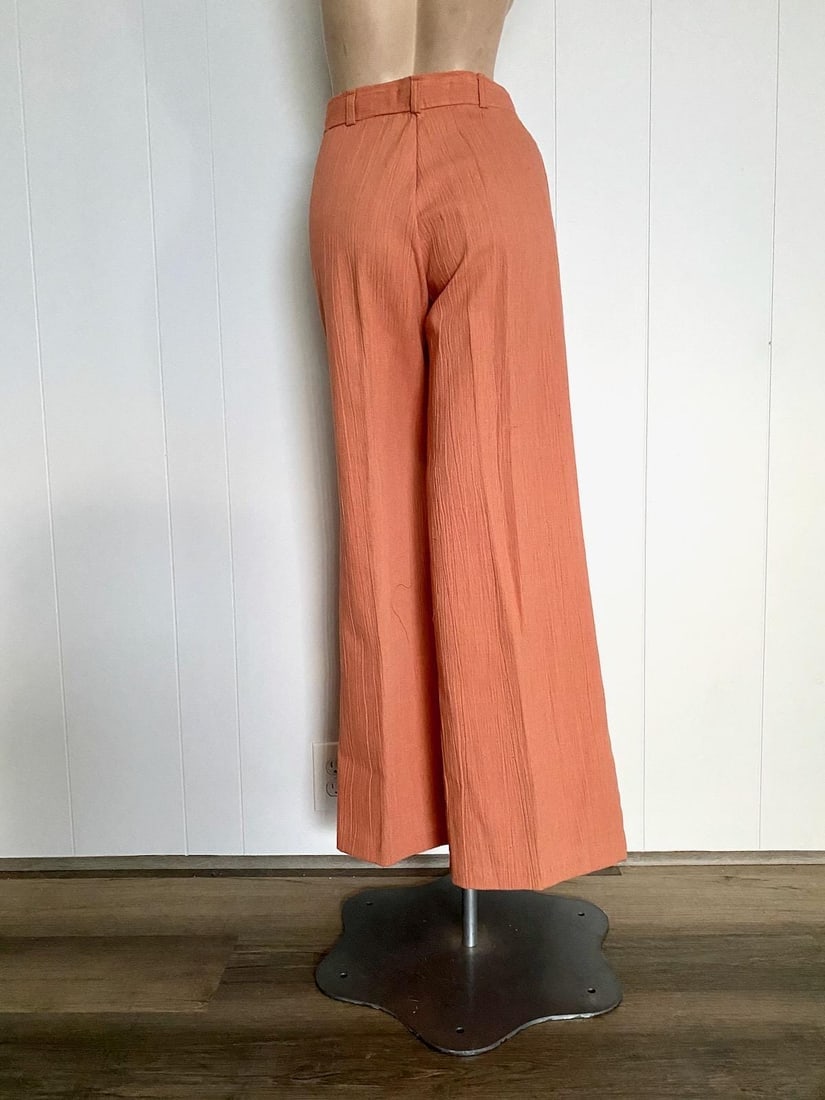 Vintage 1970s Peach Bell Bottom Pants Waist 30" Inseam 32.5" - 7