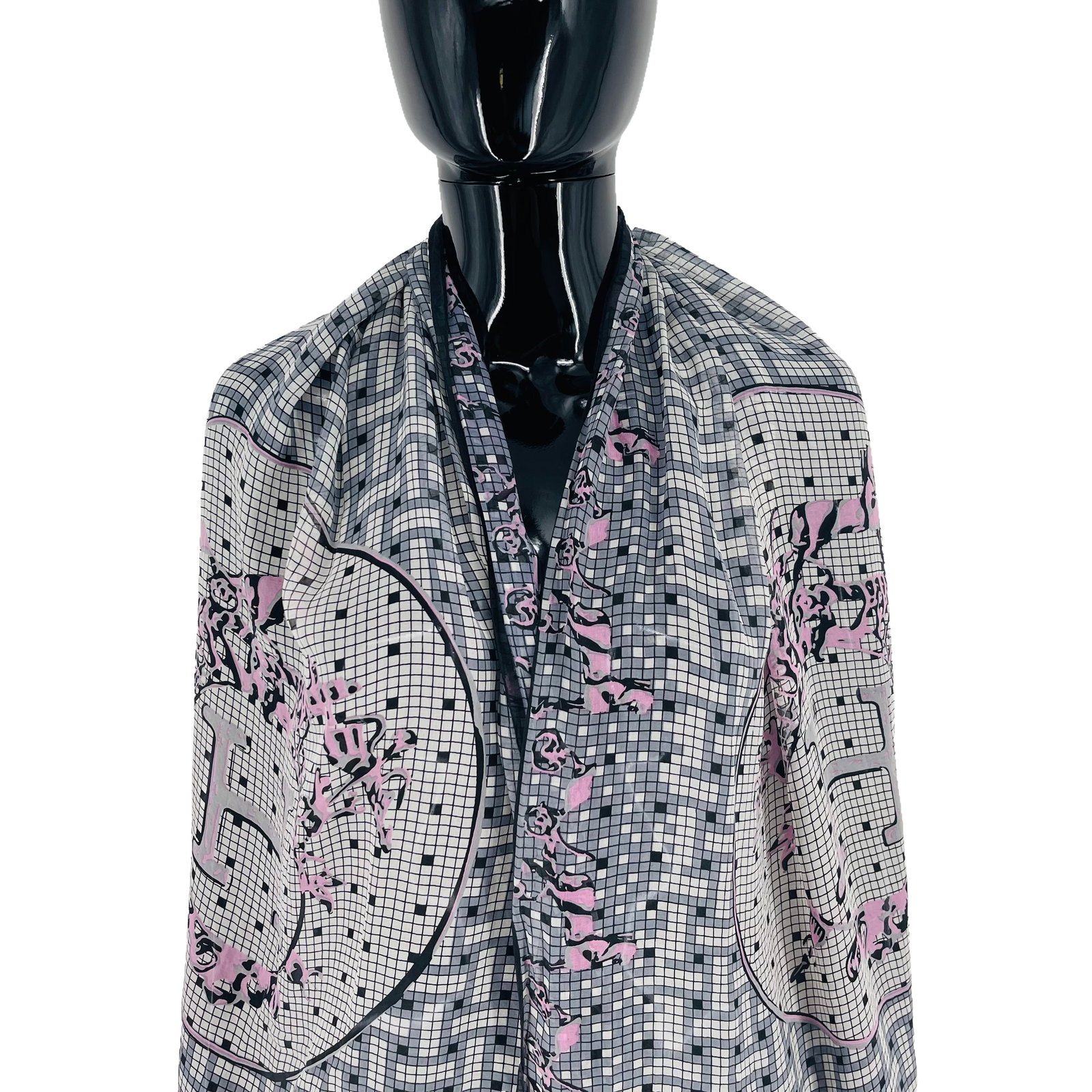 Hermes Grey Printed 100% Silk Scarf - 2