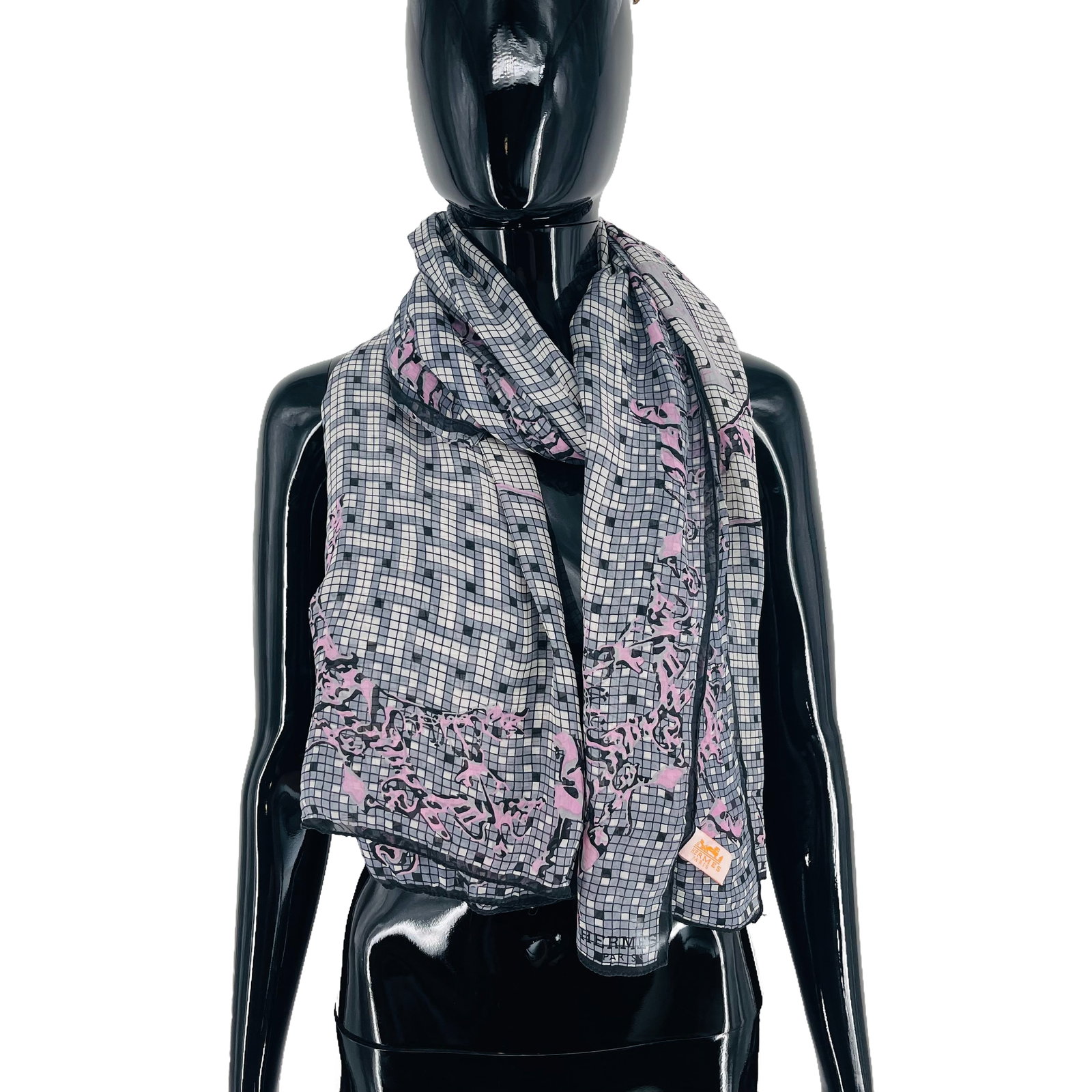 Hermes Grey Printed 100% Silk Scarf - 4