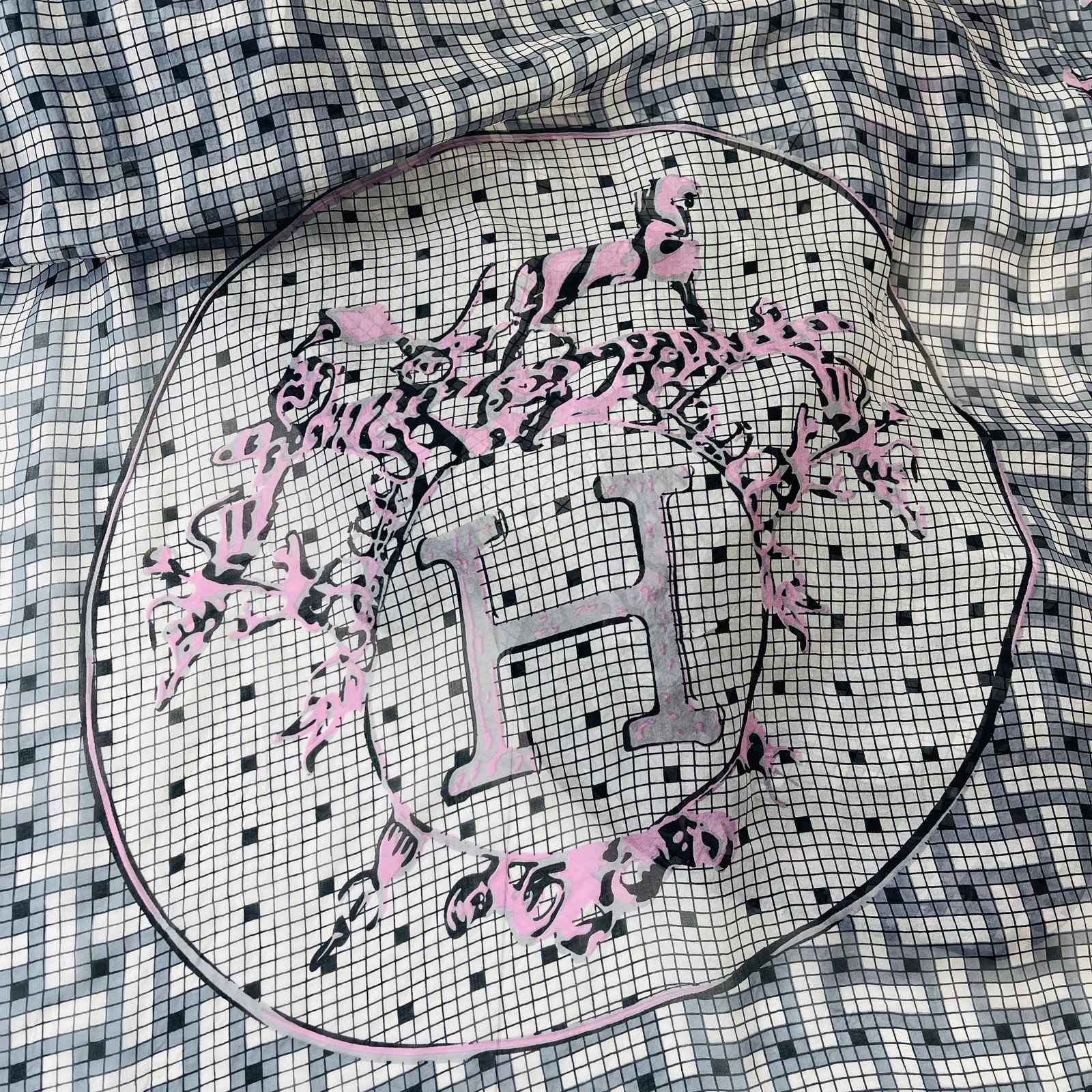 Hermes Grey Printed 100% Silk Scarf - 5