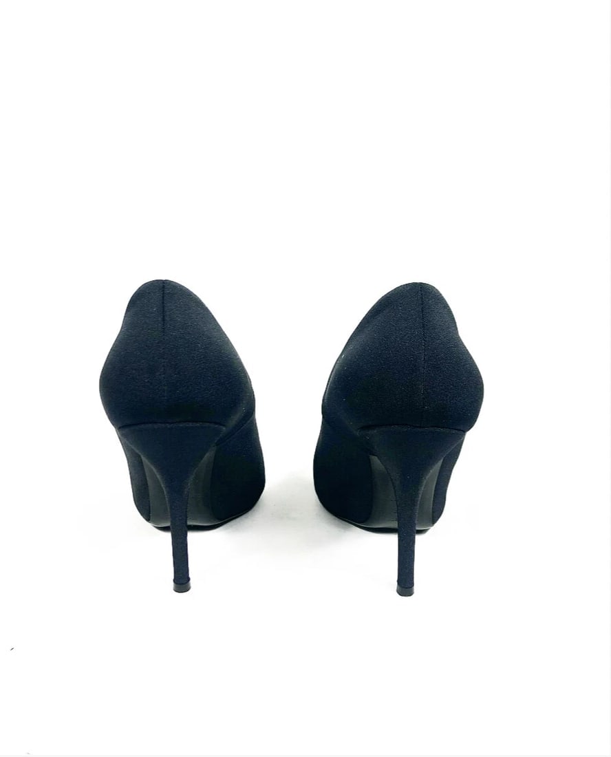 BALENCIAGA Black Spandex Pointed Toe Pump Heels Size 37.5 - 4