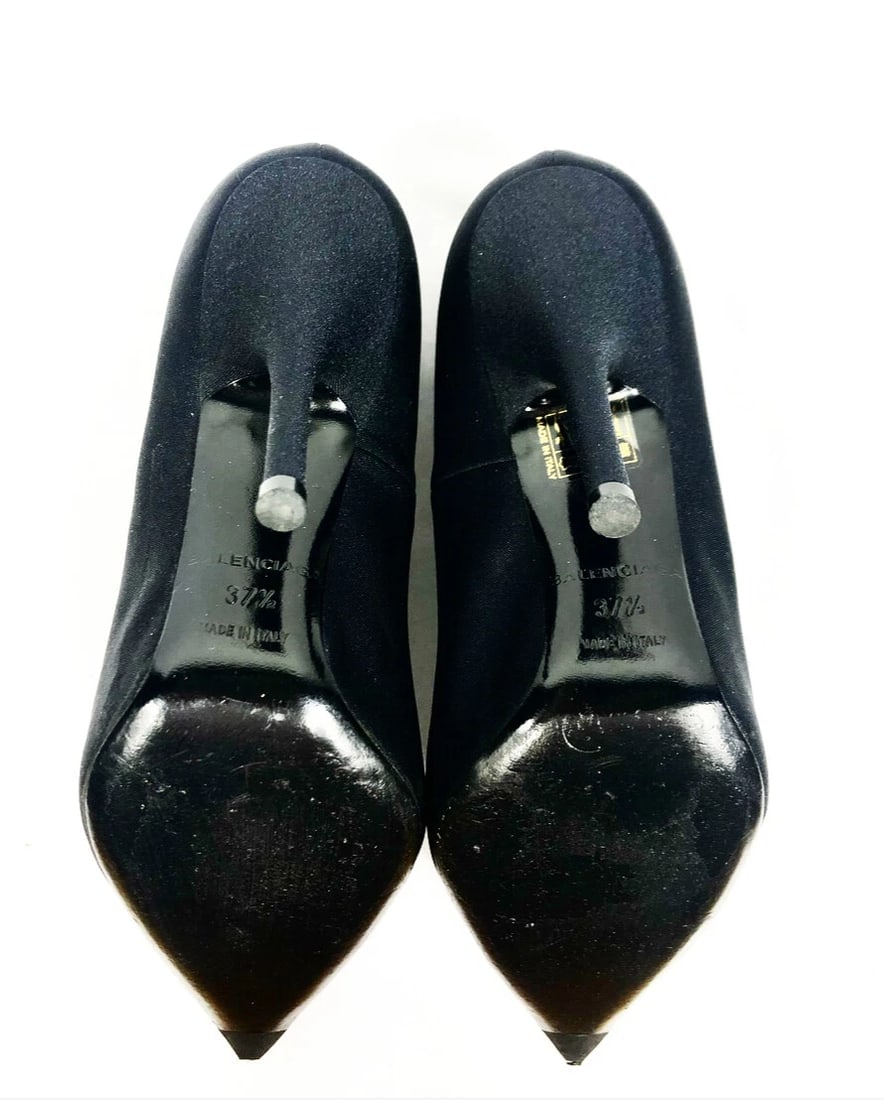 BALENCIAGA Black Spandex Pointed Toe Pump Heels Size 37.5 - 6