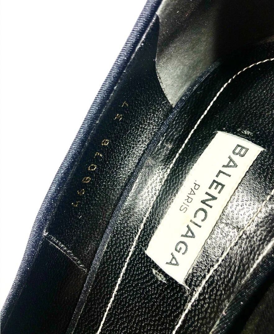 BALENCIAGA Black Spandex Pointed Toe Pump Heels Size 37.5 - 8