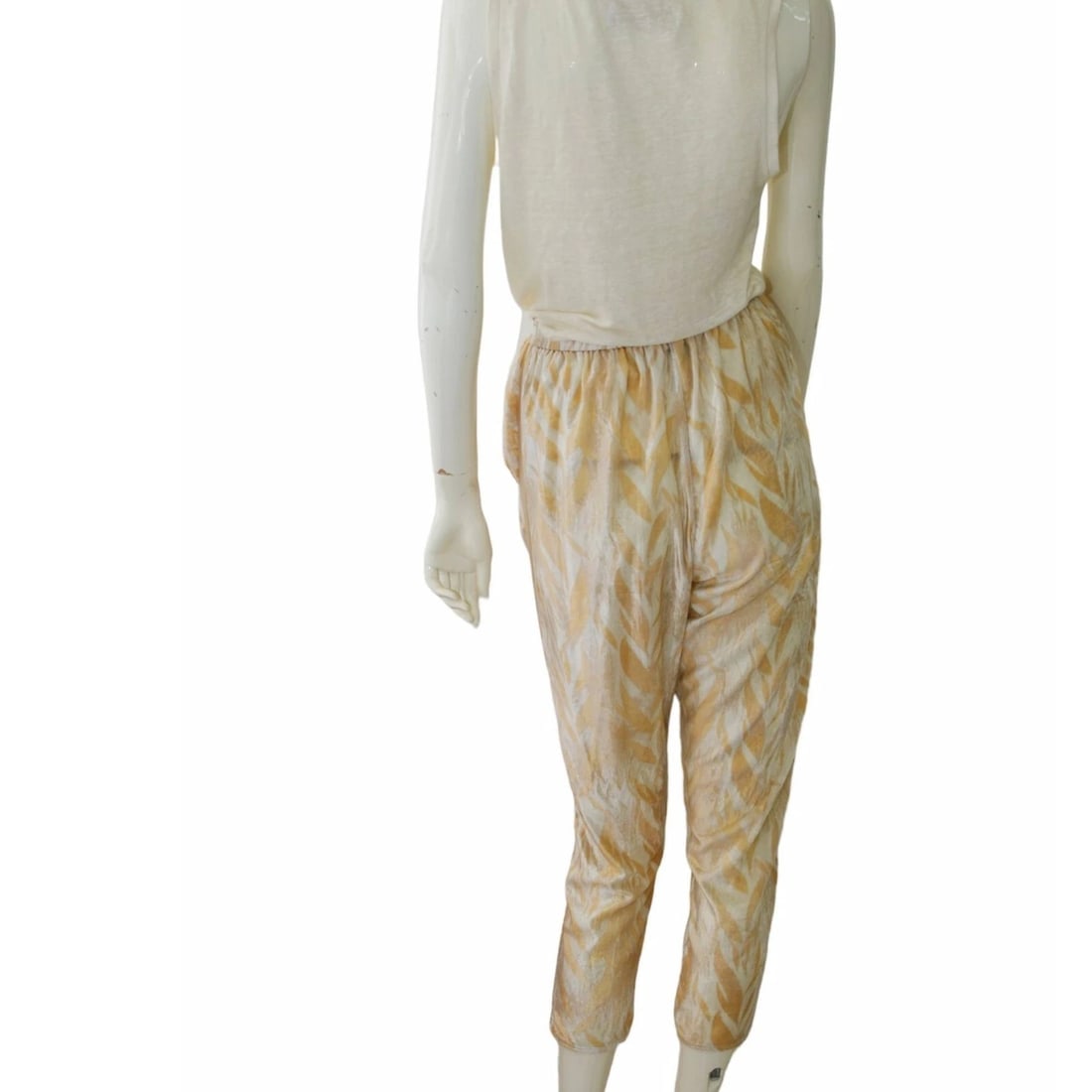 Forte Forte Le Stampe White and Salmon Pink Cropped trousers pants size 0 - 2