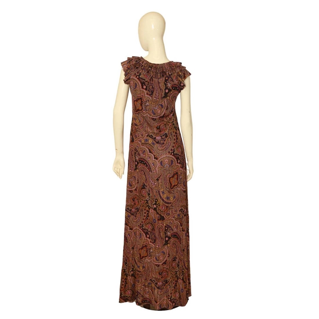 ETRO Multicolor Paisley Print Sleeveless Ruffled Neckline Maxi Long Dress 40 - 2