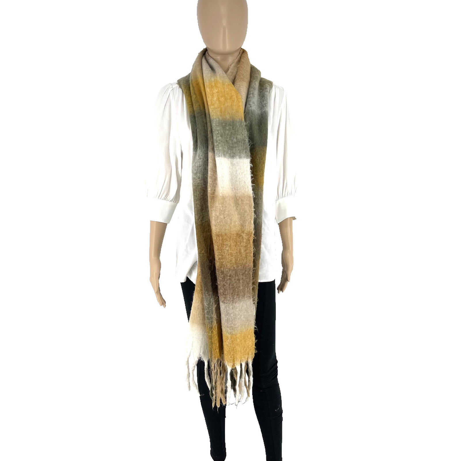 Acne Studios Beige Colored Block 80% Wool Scarf - 3