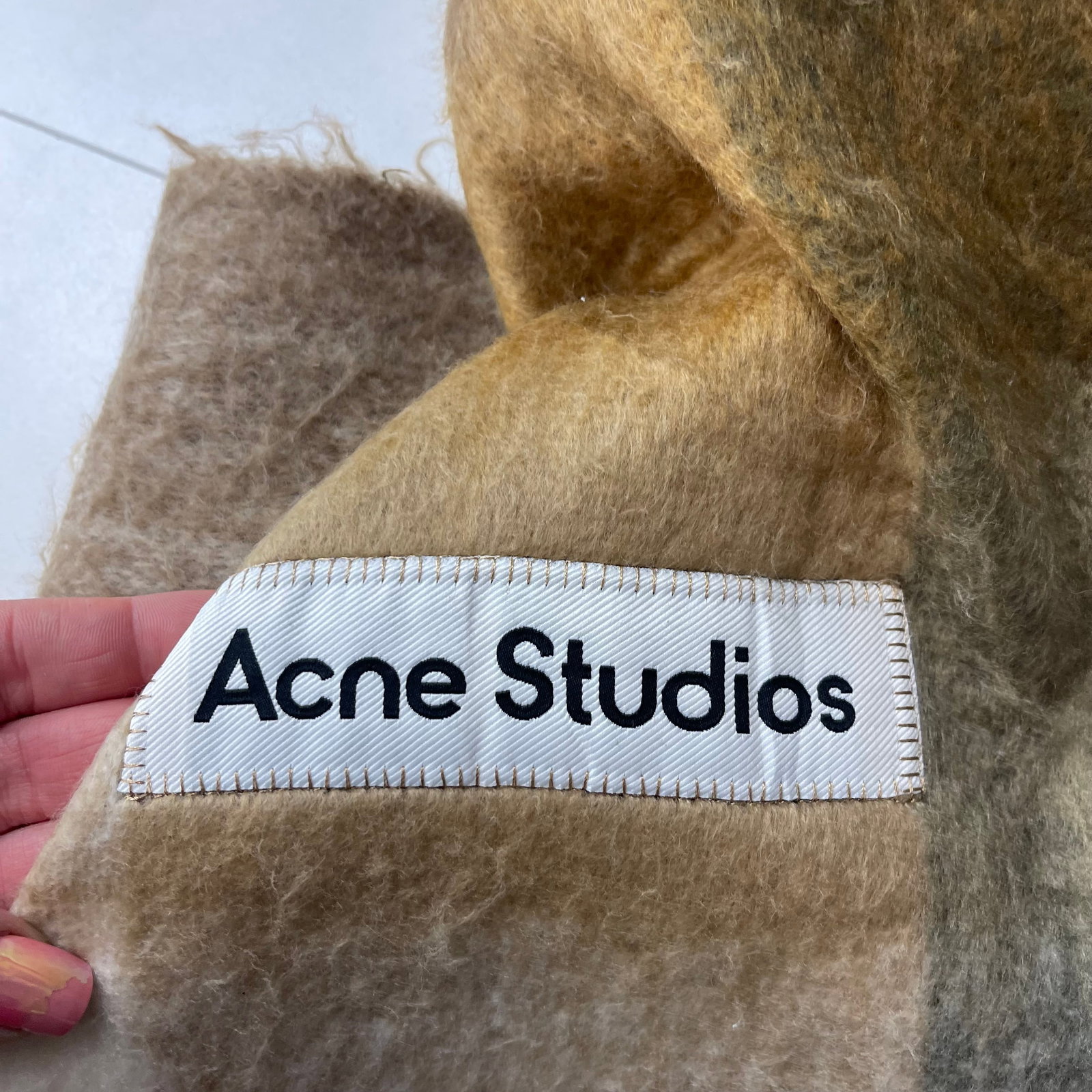 Acne Studios Beige Colored Block 80% Wool Scarf - 6
