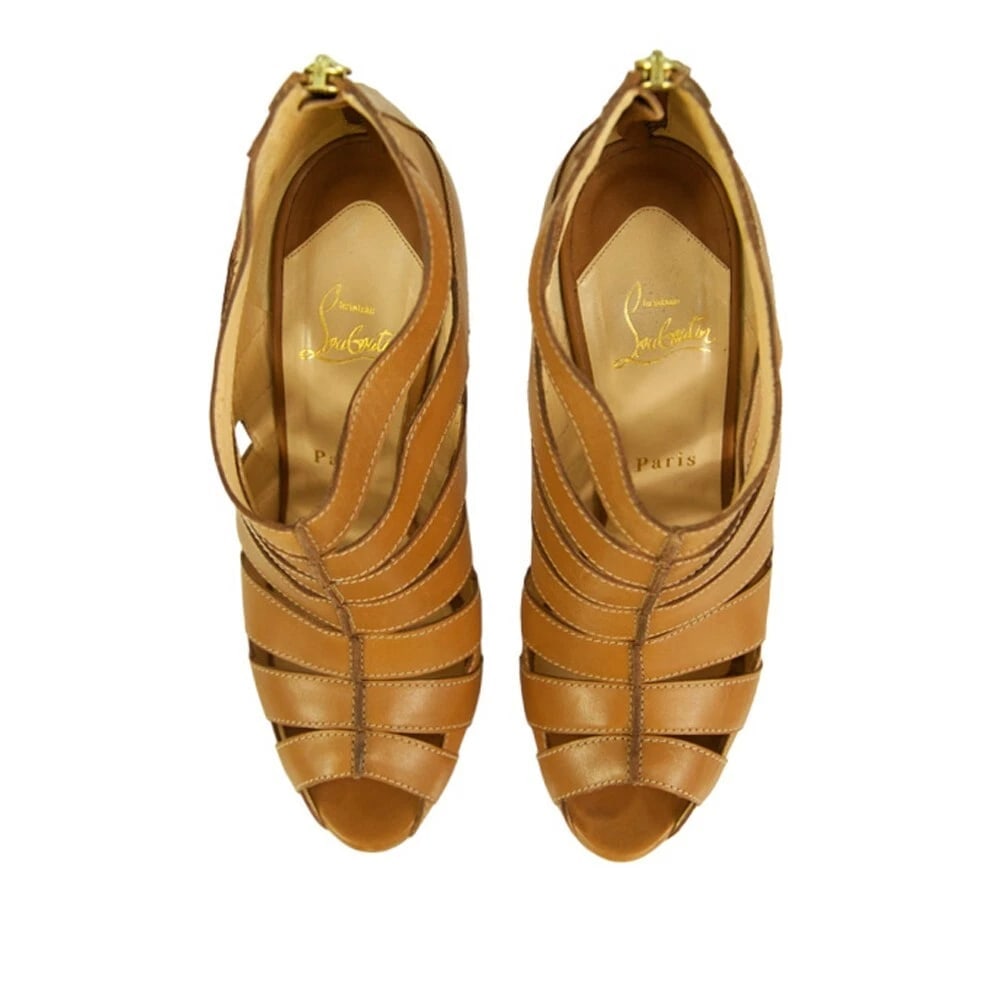 Christian Louboutin Pique Cire 140 calfskin brown sandal pumps heels 39,5 - 6