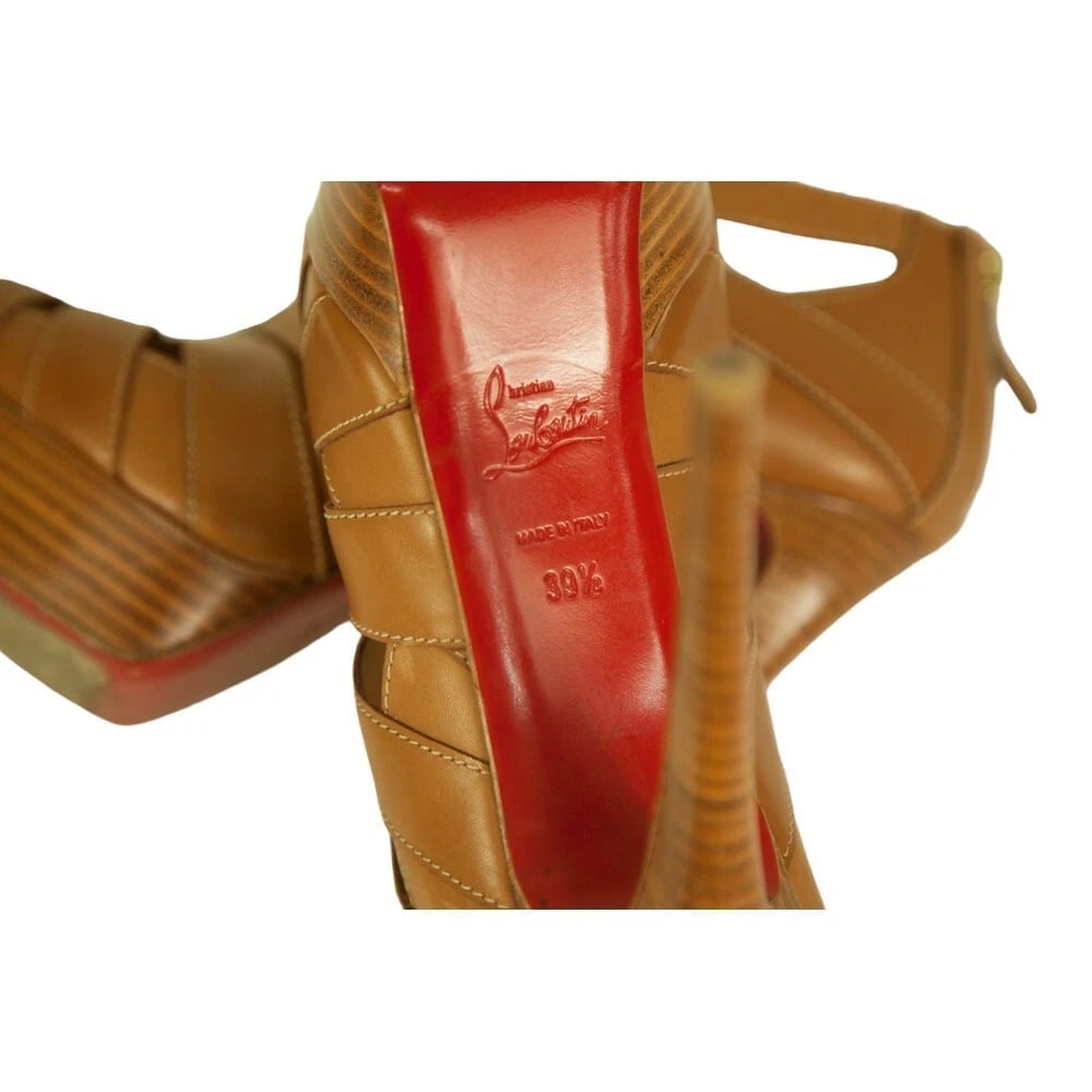 Christian Louboutin Pique Cire 140 calfskin brown sandal pumps heels 39,5 - 8