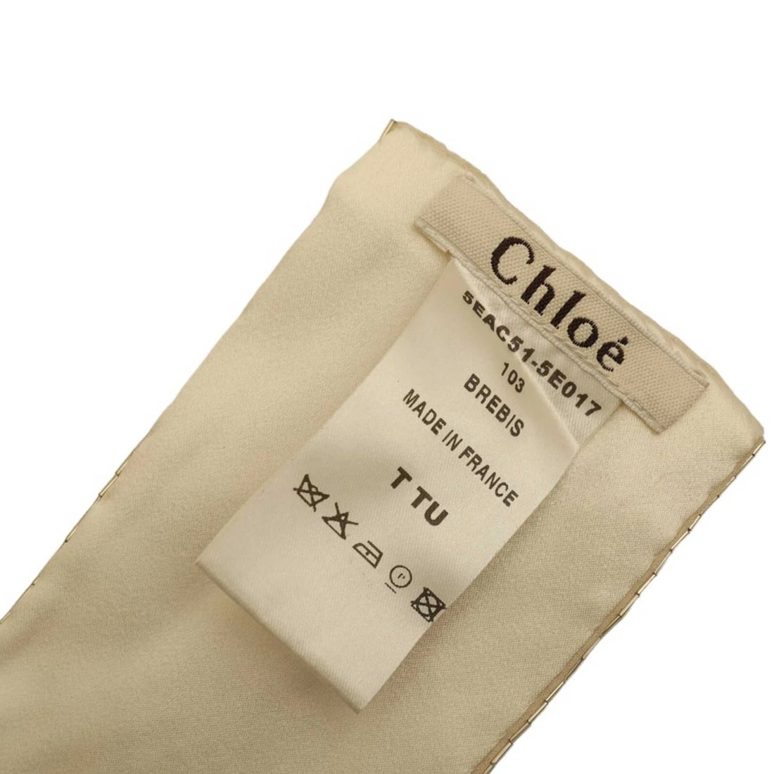 Chloe Silk Fully Sequined Shiny Beige Narrow Long Foulard Scarf Shawl - 3