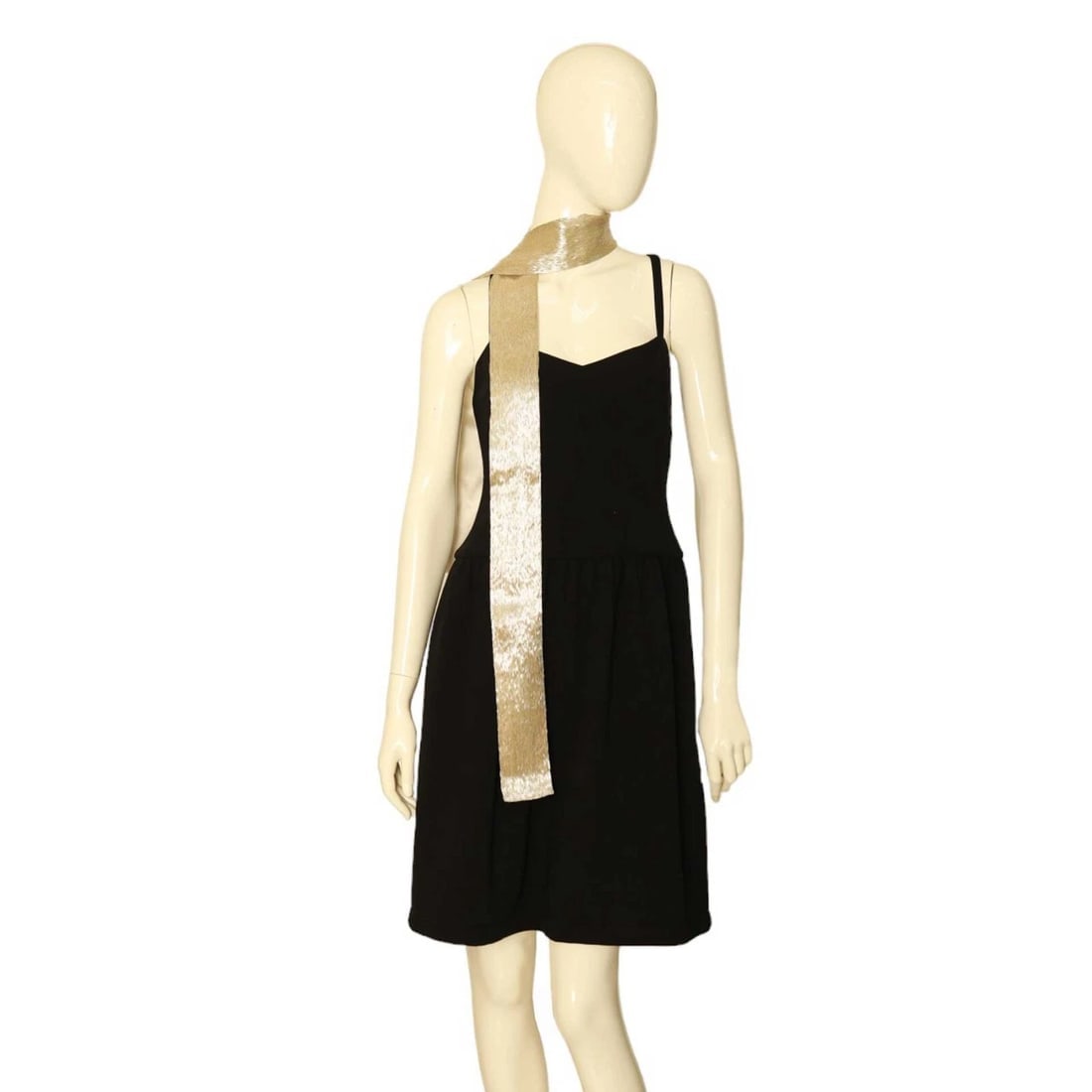 Chloe Silk Fully Sequined Shiny Beige Narrow Long Foulard Scarf Shawl - 9