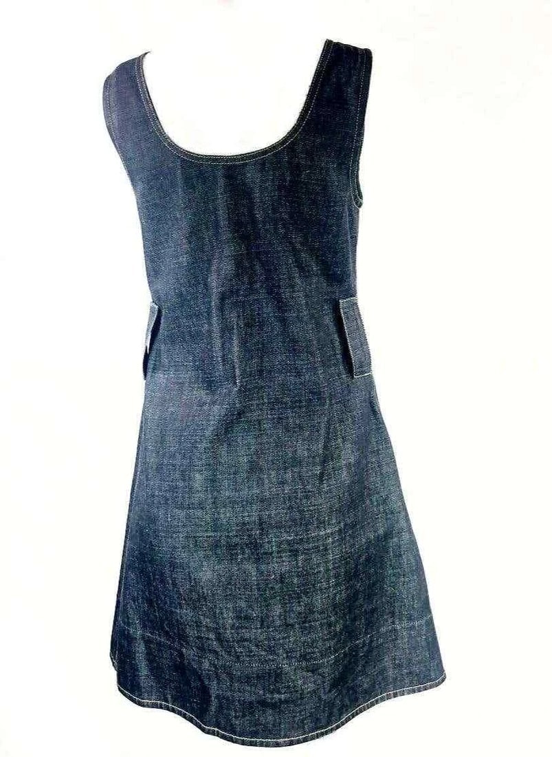 MARNI Dark Blue Denim Sleeveless Belted Mini Dress Size 40 - 5