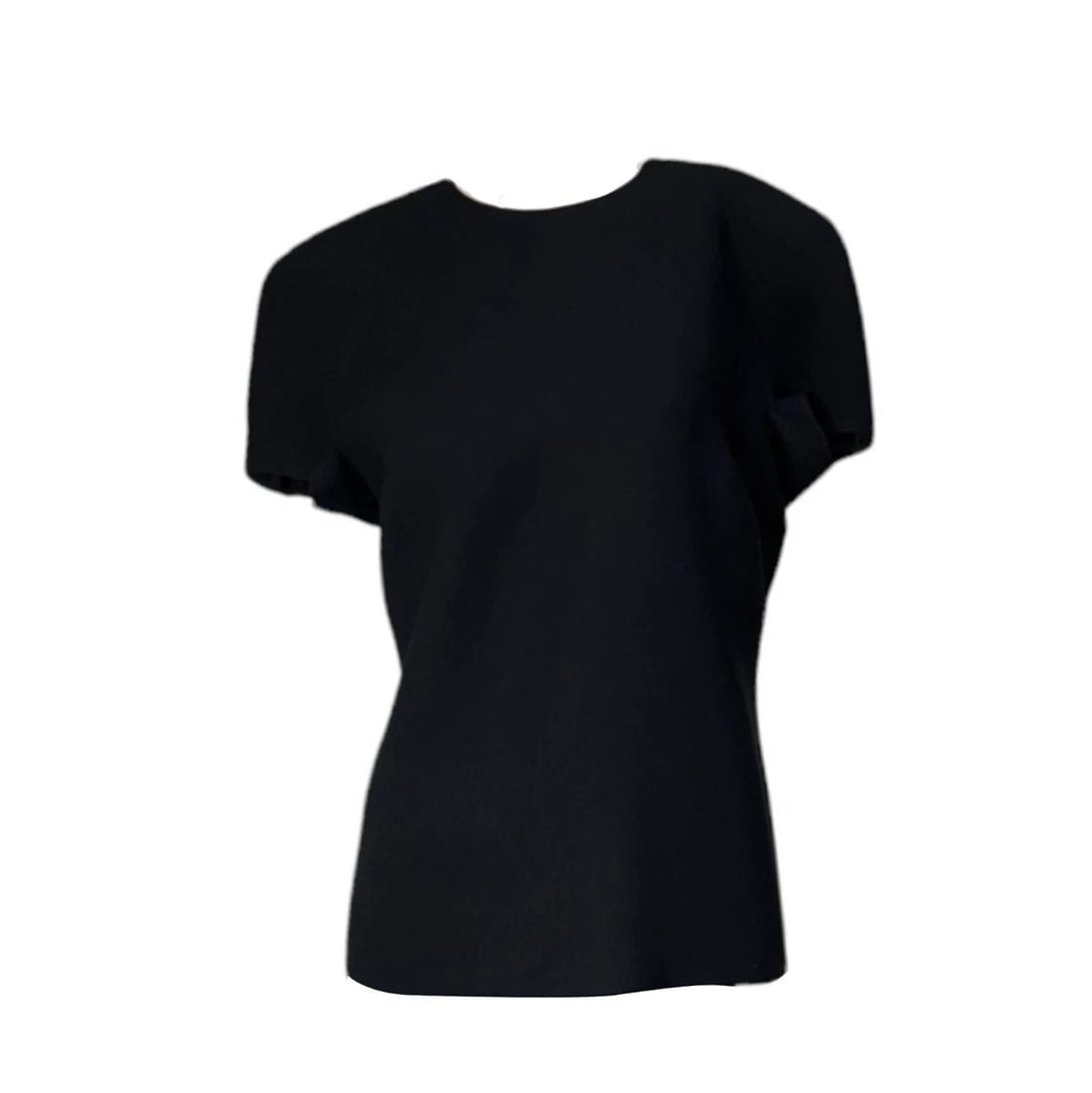 Bottega Veneta Black Short Sleeves Back Zipper 100% wool Blouse Top size 44 - 3