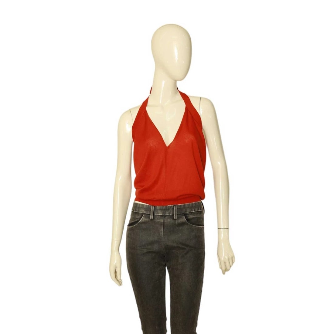 Tomas Maier Red & Beige 100% Cashmere knit Convertible Top & Skirt size 36 / 38 - 2