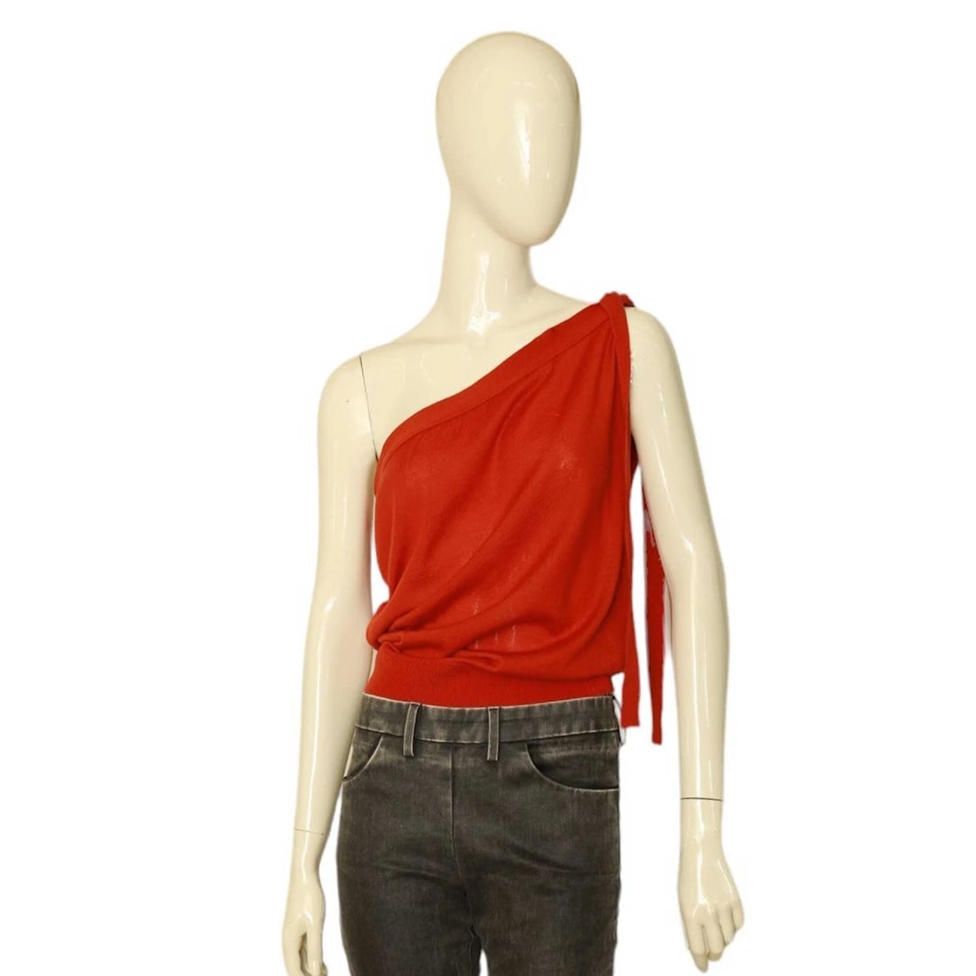 Tomas Maier Red & Beige 100% Cashmere knit Convertible Top & Skirt size 36 / 38 - 4