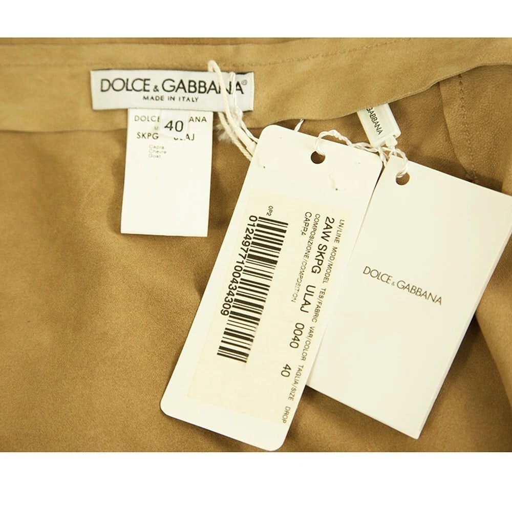 NTW Dolce Gabbana D & G Above knee mini belted beige suede lambskin skirt Sz 40 - 3
