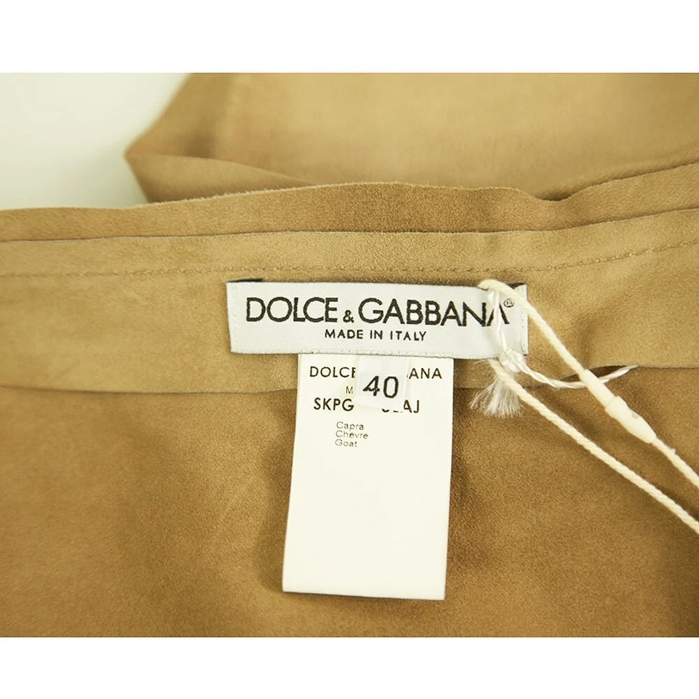NTW Dolce Gabbana D & G Above knee mini belted beige suede lambskin skirt Sz 40 - 4