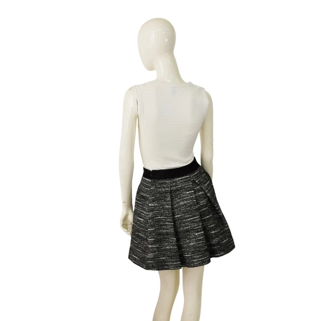 Proenza Schouler Wool Cotton Melange Black Mini Length Pleated Skirt size 4 - 2