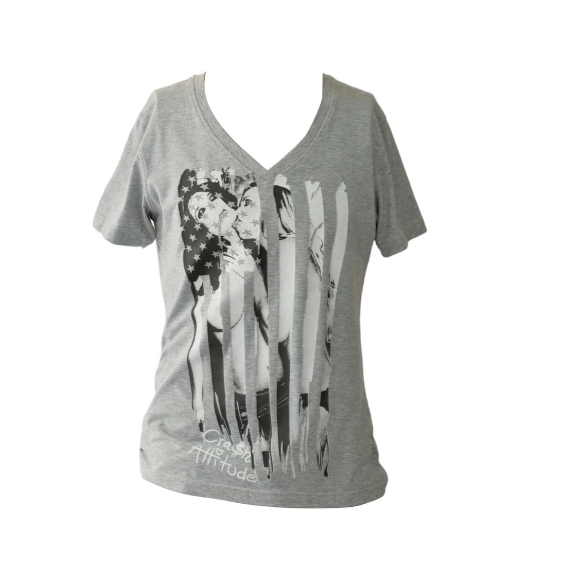 Philipp Plein V- Neckline Gray Cotton Blend T-shirt Top Men size L - 3