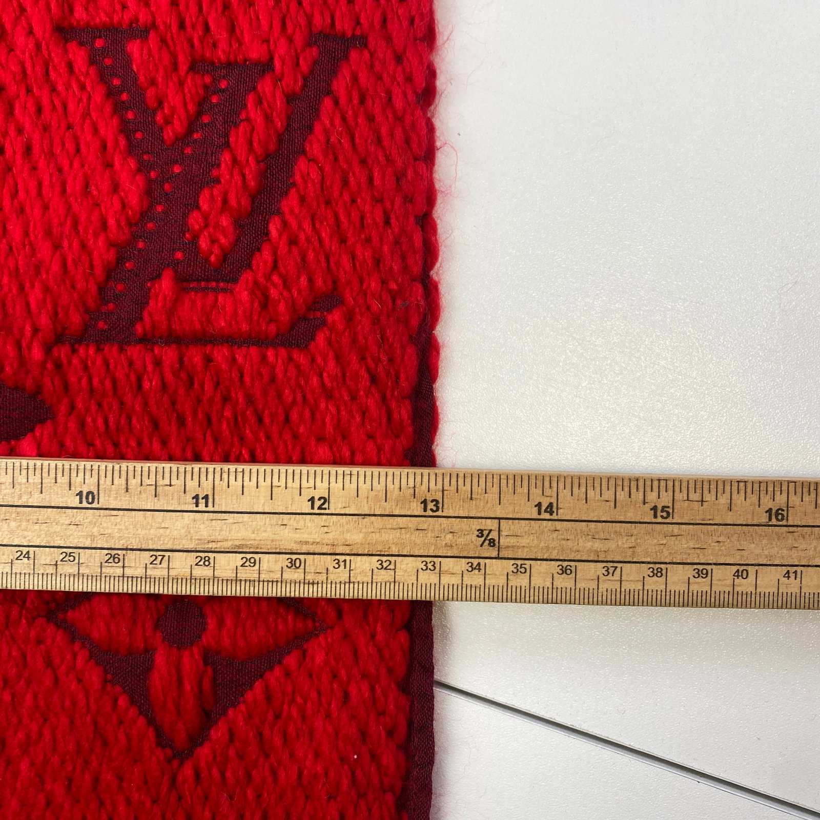 Louis Vuitton Bright Red Thick Wool & Silk Scarf - 7