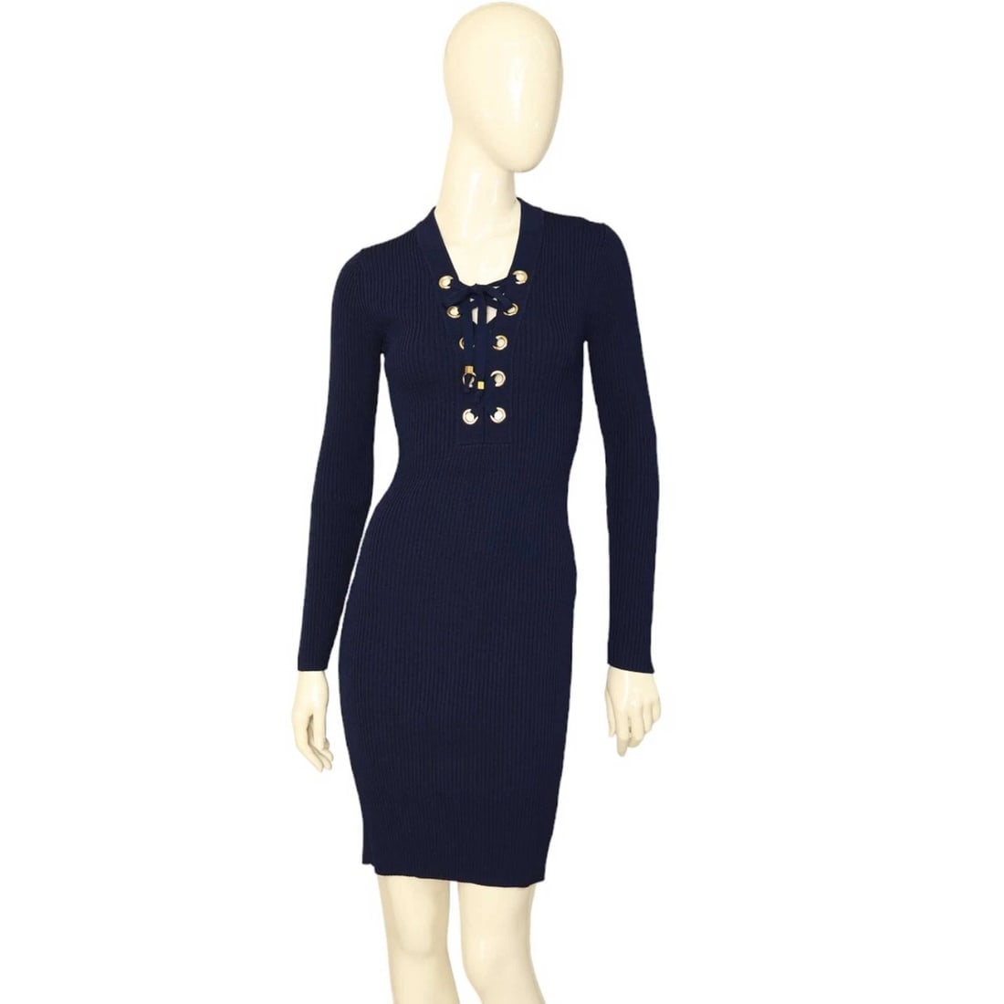 Michael Kors Navy Blue Viscose Knit Long Sleeves Mini Dress size S: Title:Michael Kors Navy Blue Viscose Knit Long Sleeves Mini Dress size S Description:Temperley Black Silk Knit Beige Gold Crochet Bib Long Sleeves Mini Dress size L Michael Kors Navy Blue Viscose