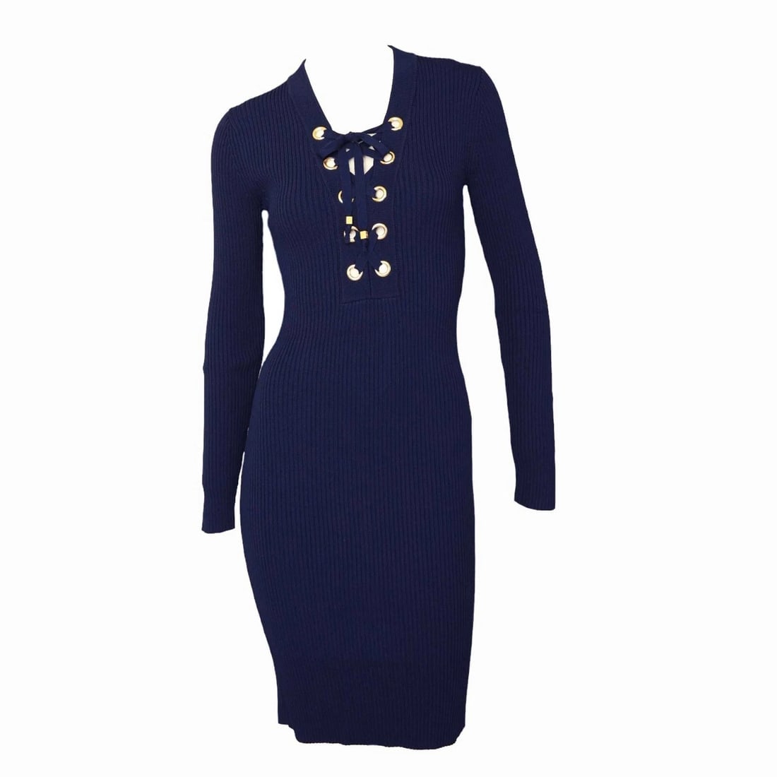 Michael Kors Navy Blue Viscose Knit Long Sleeves Mini Dress size S - 3