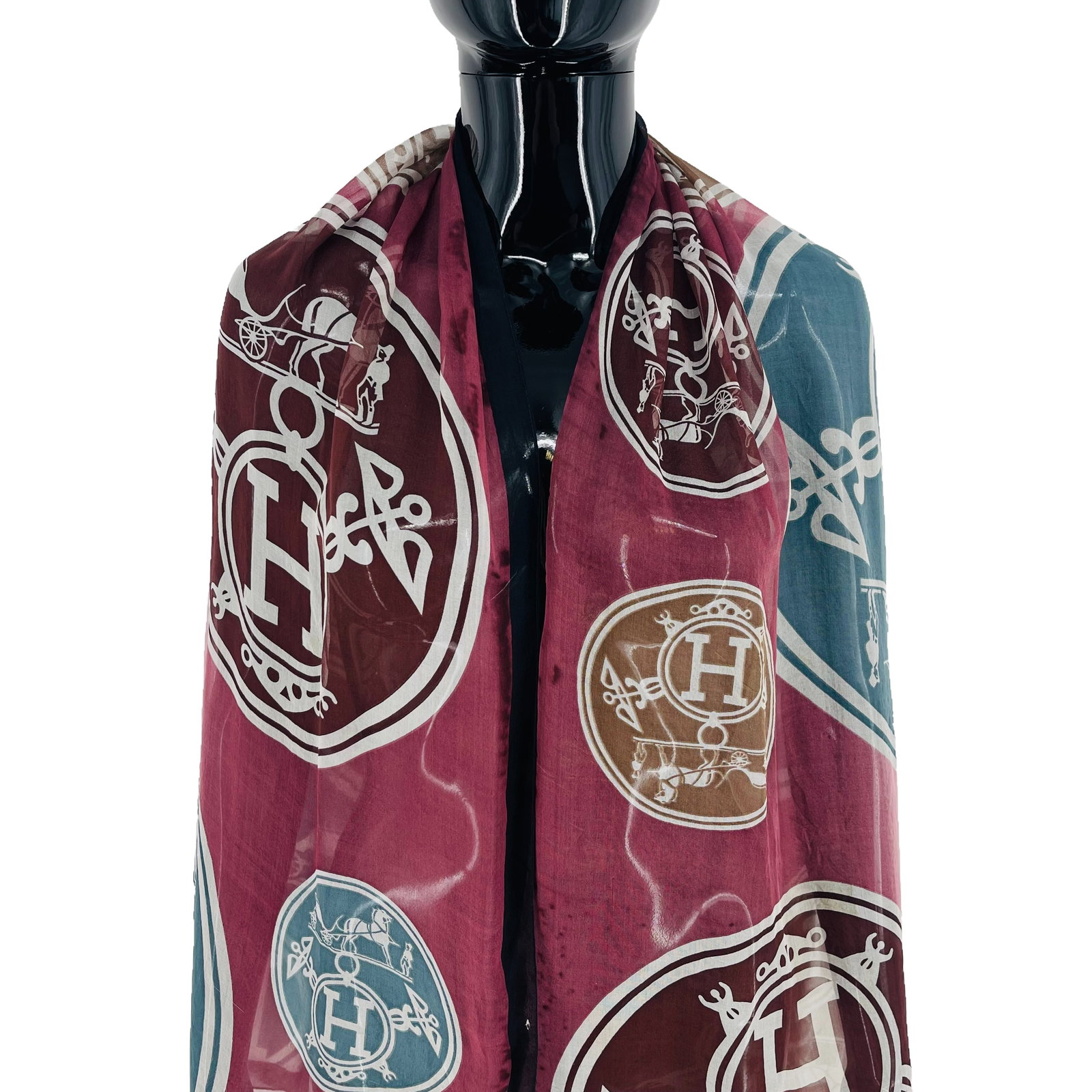 Hermes Purple Printed 100% Silk Scarf - 2