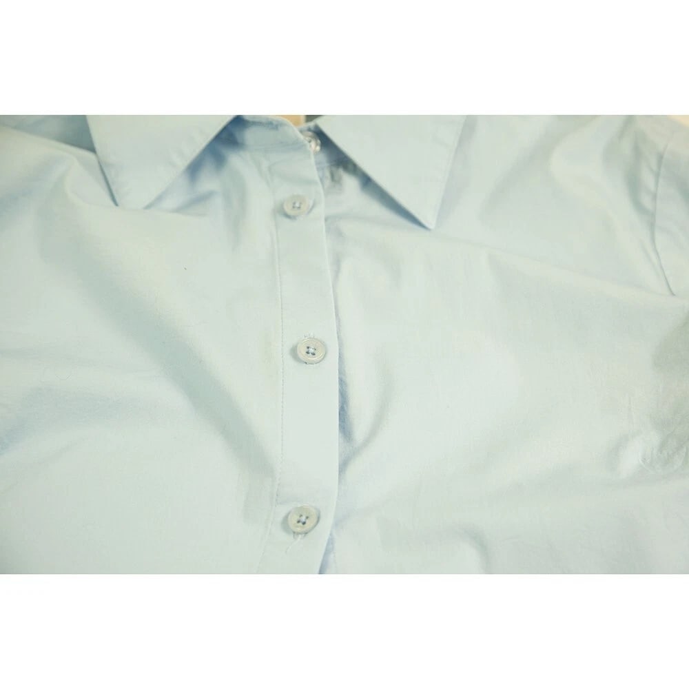 Michael Kors Light Blue Collared Button Down Front Shirt Top size S - 5