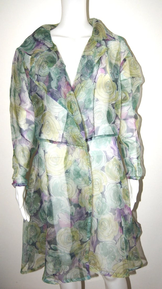 SHAUNA STEIN BLOUSE TOP PARKA CARDIGAN SIZE M FLORAL STYLISH COLORFUL - 2
