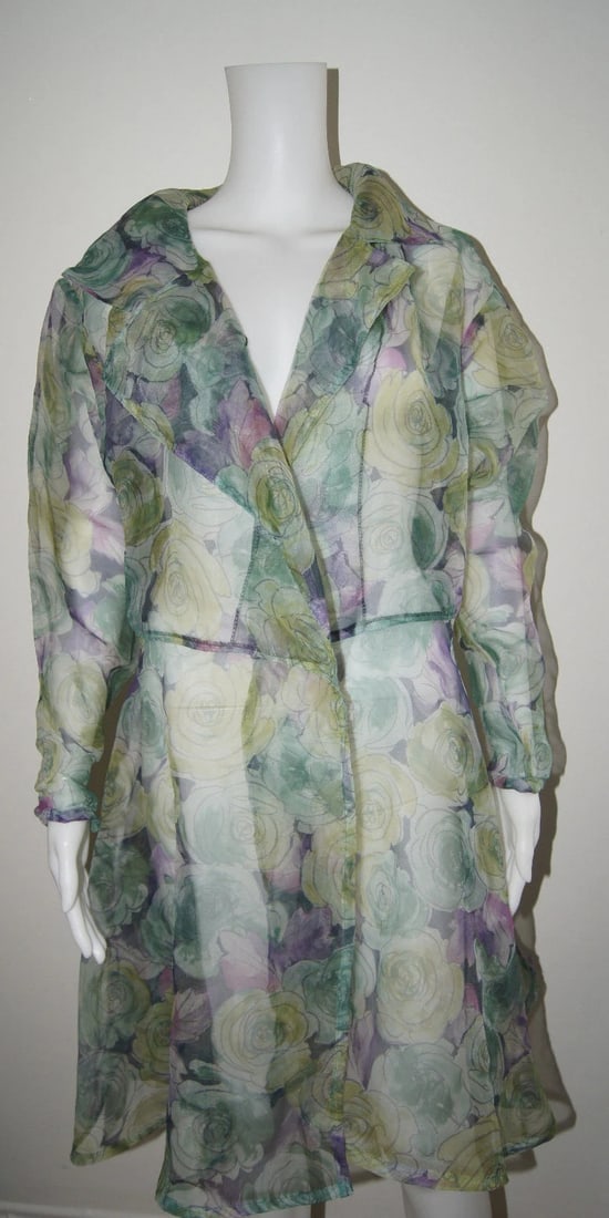 SHAUNA STEIN BLOUSE TOP PARKA CARDIGAN SIZE M FLORAL STYLISH COLORFUL - 3