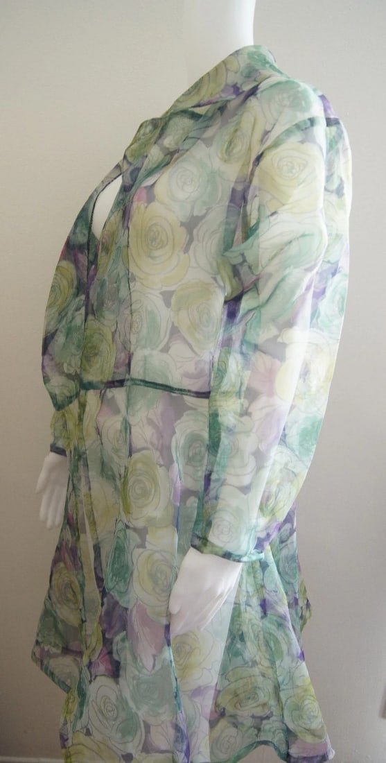SHAUNA STEIN BLOUSE TOP PARKA CARDIGAN SIZE M FLORAL STYLISH COLORFUL - 5