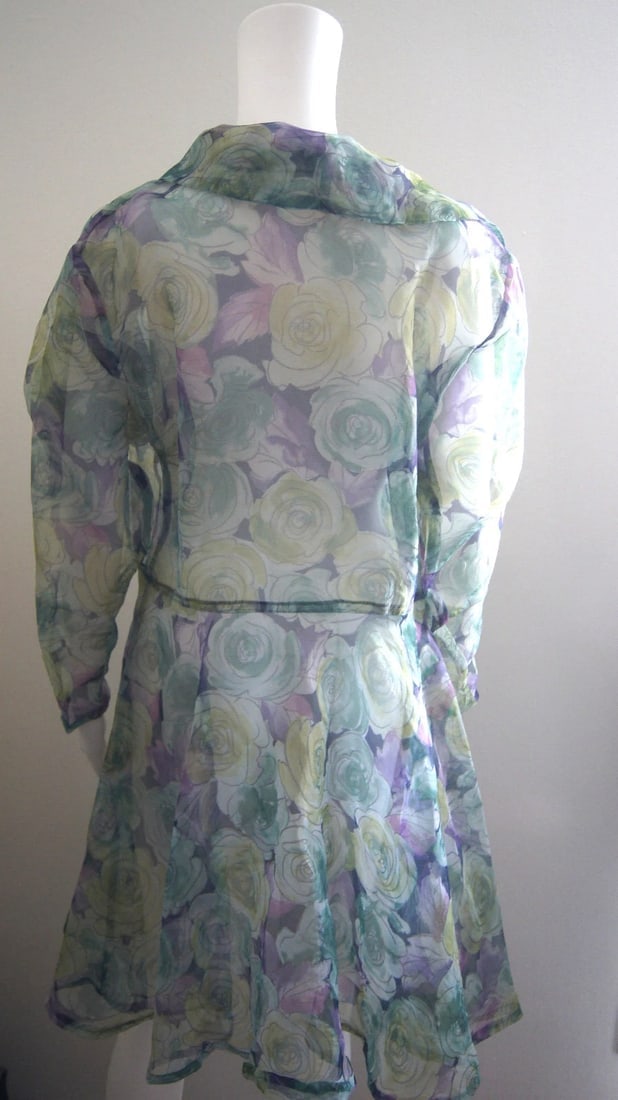 SHAUNA STEIN BLOUSE TOP PARKA CARDIGAN SIZE M FLORAL STYLISH COLORFUL - 6