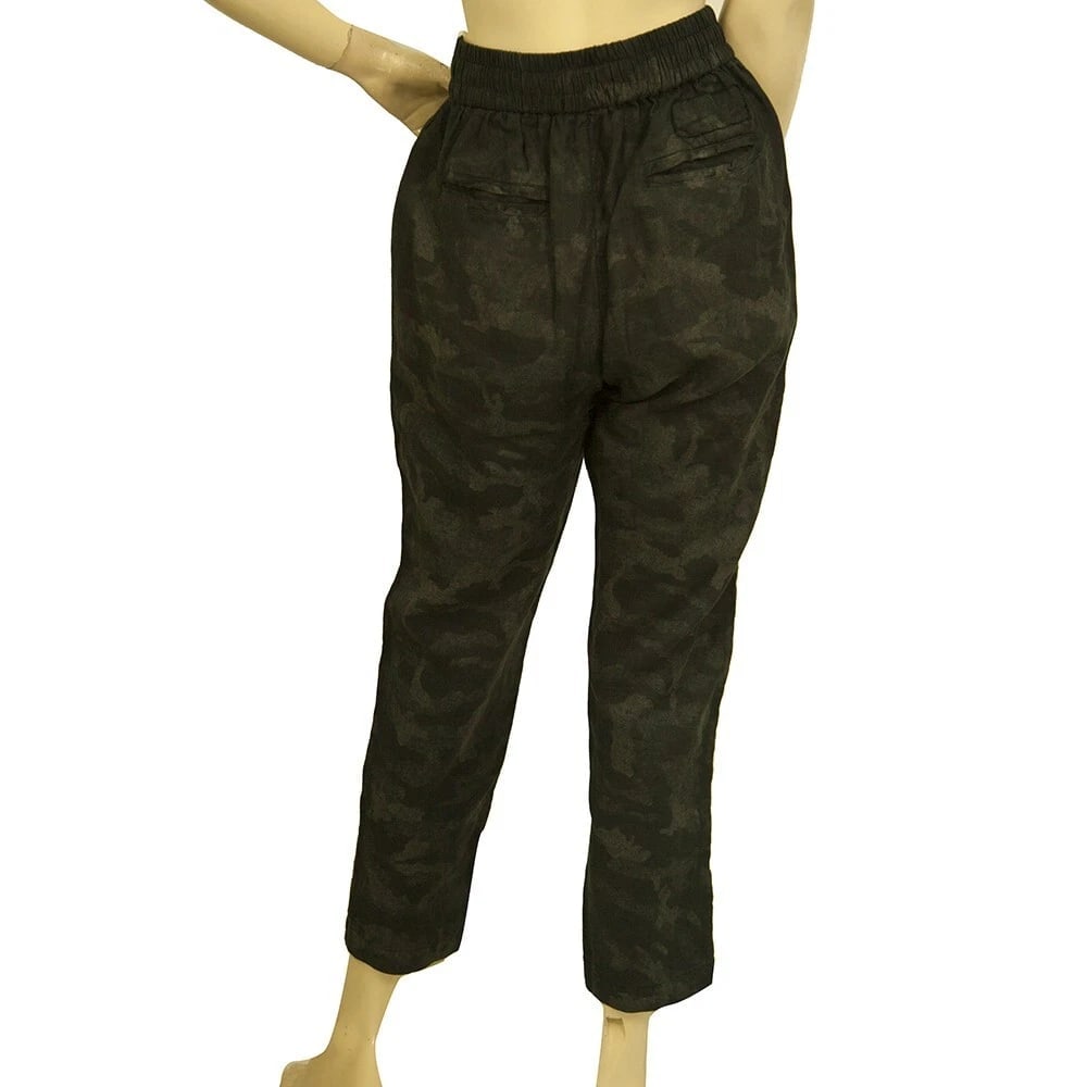 Never Enough Gray Linen Camouflage Sweatpants Sport Lounge Trousers Pants size M - 3