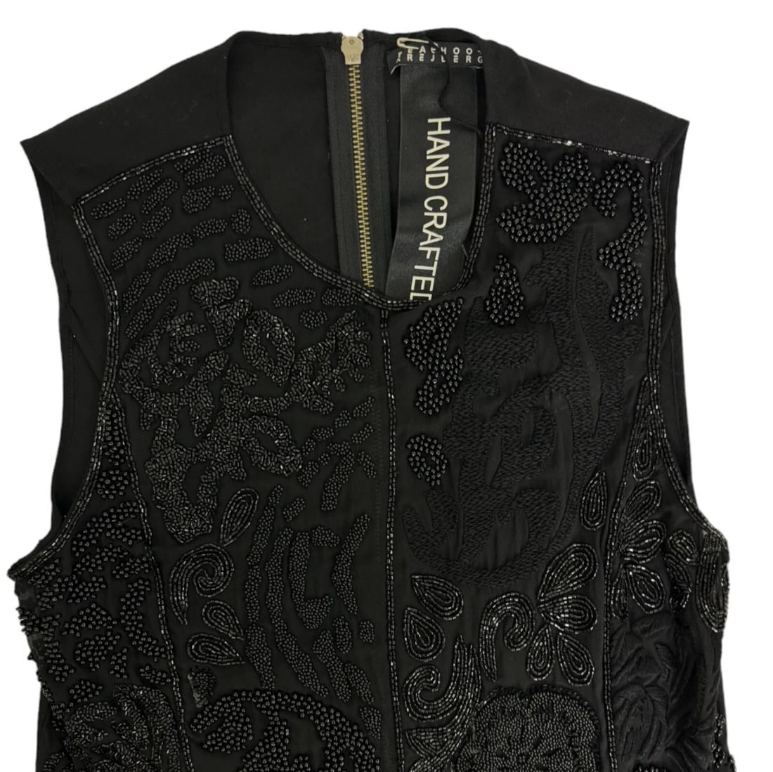 Peachoo + Krejberg Top in wool & silk hand crafted embroidered with beads size M - 5