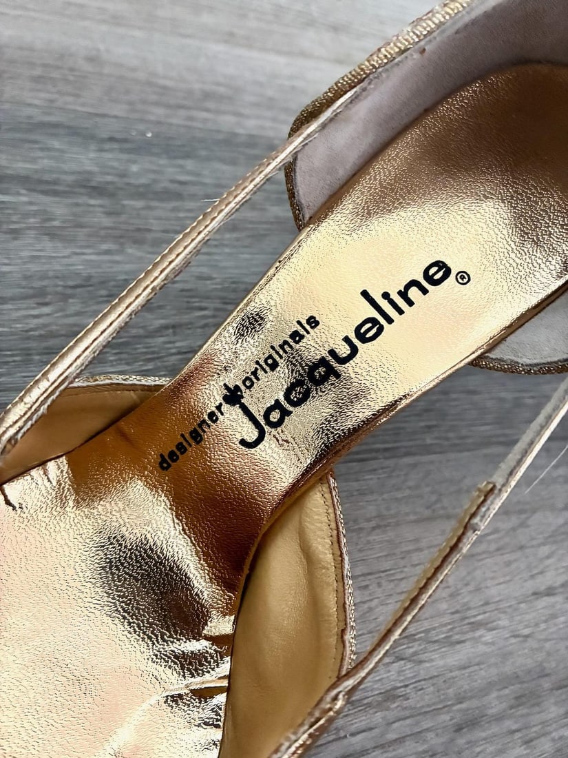 Vintage 1960s Gold Glitter Stiletto Shoes US 7M - 8N - 9