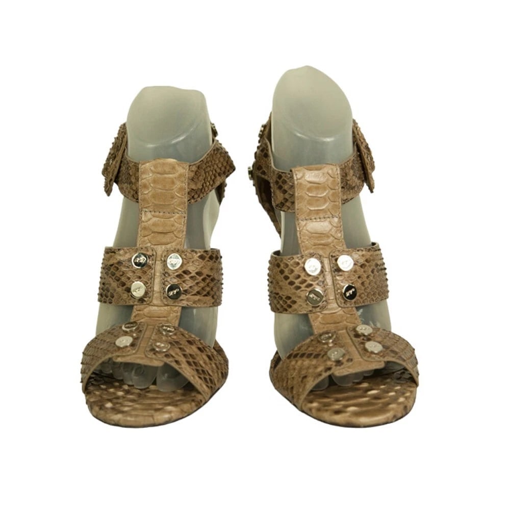 Roger Vivier Snakeskin Open toe Wide Straps Buckle pumps heels Shoes size 40 - 2