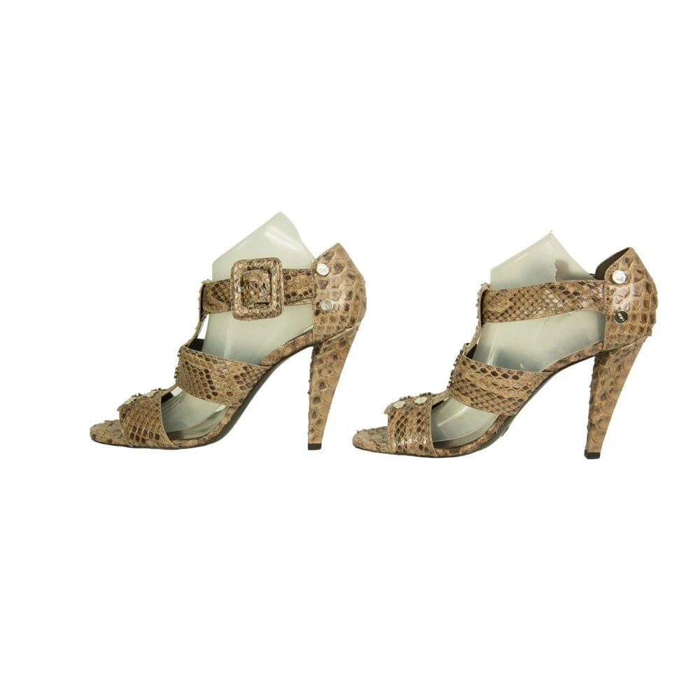 Roger Vivier Snakeskin Open toe Wide Straps Buckle pumps heels Shoes size 40 - 4