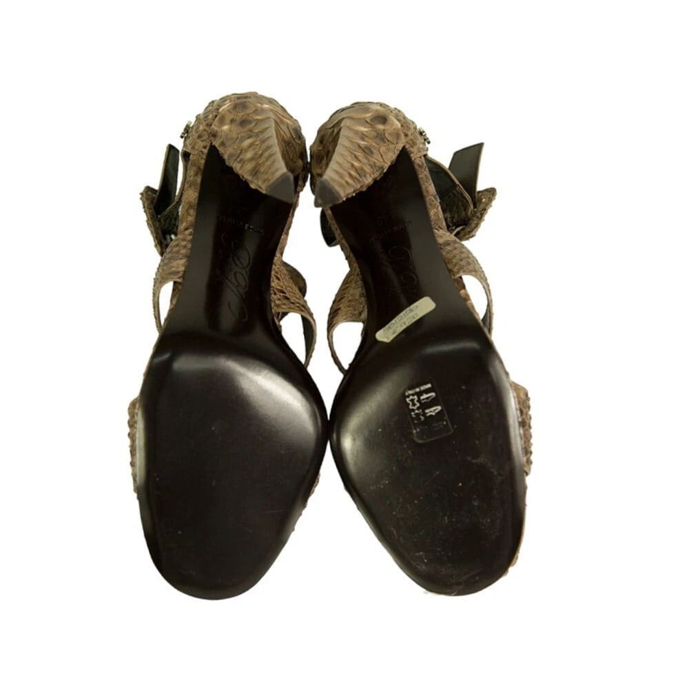 Roger Vivier Snakeskin Open toe Wide Straps Buckle pumps heels Shoes size 40 - 7